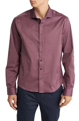 Stone Rose DRY TOUCH Performance Button-Up Shirt in Purple at Nordstrom, Size Large