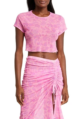 Kulani Kinis Mesh Crop Cover-Up T-Shirt Fuchsia Fever at Nordstrom,