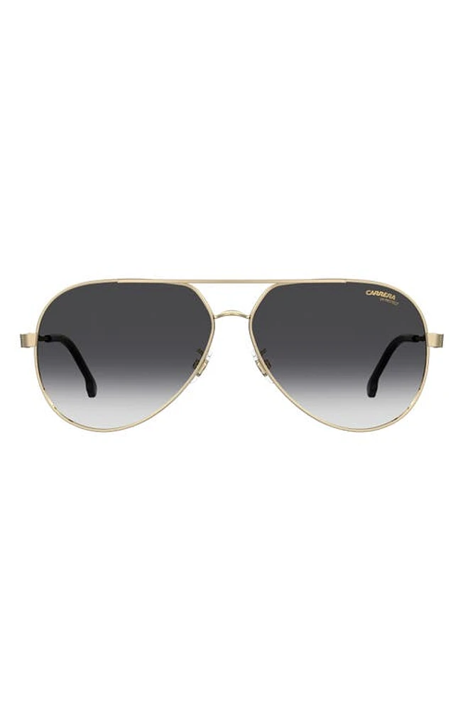 Carrera Eyewear 63mm Polarized Oversize Aviator Sunglasses in Gold /Grey Shaded at Nordstrom