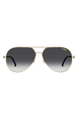 Carrera Eyewear 63mm Polarized Oversize Aviator Sunglasses in Gold /Grey Shaded at Nordstrom