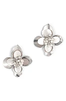 Deepa Gurnani Azura Floral Stud Earrings in Silver at Nordstrom