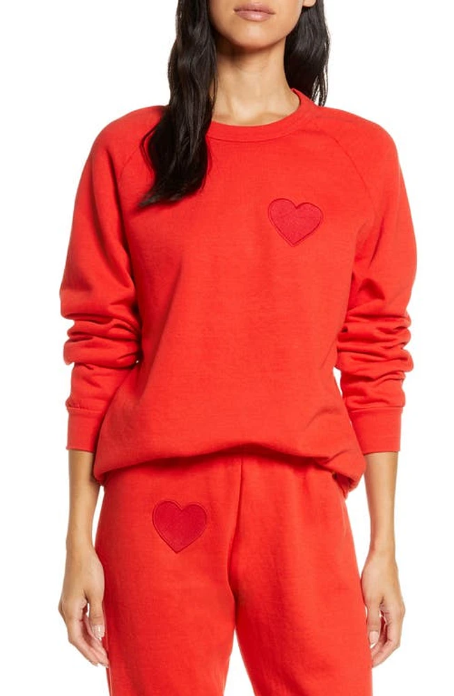 Aviator Nation Heart Sweatshirt in Red at Nordstrom, Size Large