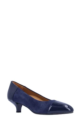 L'Amour des Pieds Kishita Cap Toe Kitten Heel Pump Navy at Nordstrom,