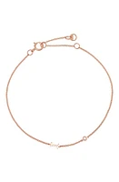 BYCHARI Initial & Diamond Bracelet in 14K Rose Gold-I at Nordstrom