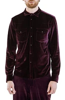 Monfrère Eastwood Velvet Snap Front Shirt in Velvet Violet at Nordstrom, Size X-Large