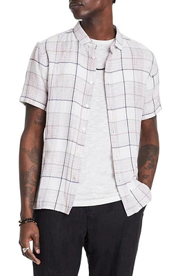 John Varvatos Sean Plaid Short Sleeve Button-Up Shirt White Multi at Nordstrom,