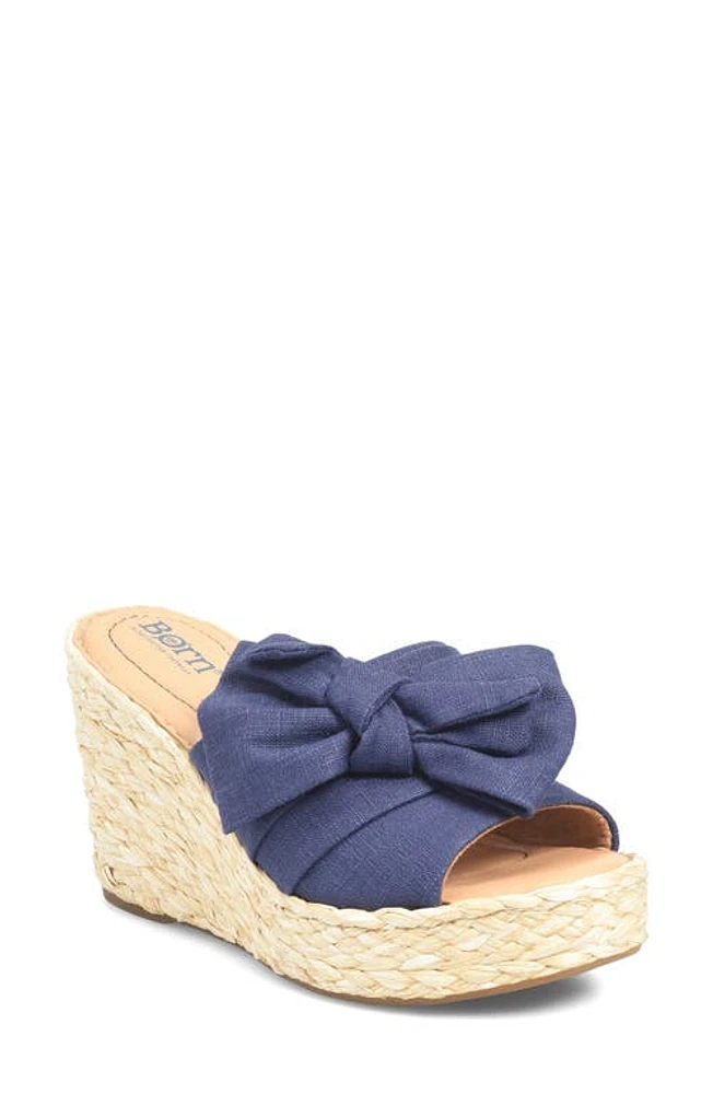 Børn Adalia Espadrille Platform Wedge Slide Sandal Navy Fabric at Nordstrom,