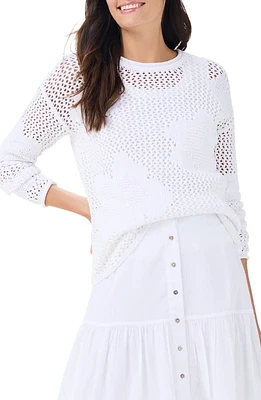 NIC+ZOE Bloom Open Stitch Sweater Paper White at Nordstrom,