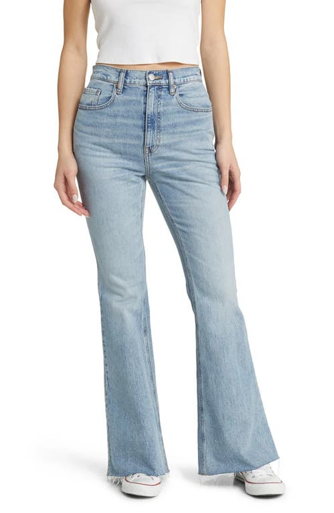 PacSun Naomi High Waist Raw Hem Wide Flare Leg Jeans Medium Indigo at Nordstrom,