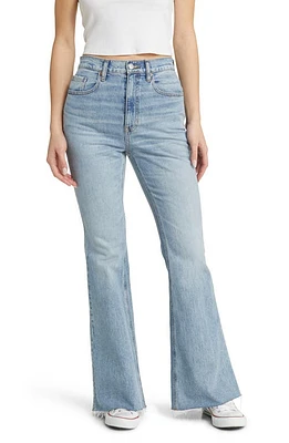 PacSun Naomi High Waist Raw Hem Wide Flare Leg Jeans Medium Indigo at Nordstrom,