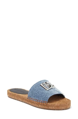 Dolce & Gabbana Denim Patchwork Slide Sandal Blue at Nordstrom,