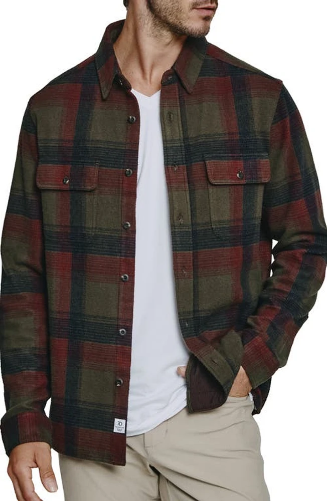 7 Diamonds Generation Plaid Stretch Flannel Button-Up Overshirt Forest at Nordstrom,