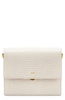 JW PEI Mini Flap Croc Embossed Faux Leather Crossbody Bag in Ivory Lizard at Nordstrom