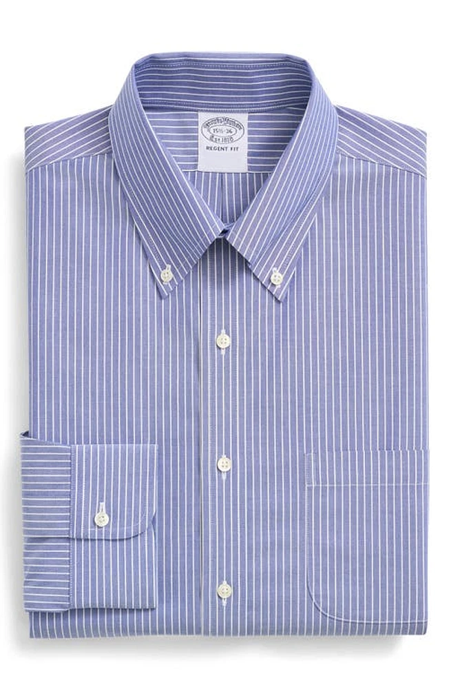 Brooks Brothers Men's Regent Fit Stripe Stretch Cotton Dress Shirt in Blue Ground Stripe at Nordstrom, Size 15 - 33