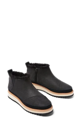 TOMS Marlo Faux Fur Lined Bootie Black at Nordstrom,