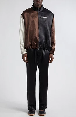 SONG FOR THE MUTE Lad Colorblock Satin Jacket Black at Nordstrom, Us