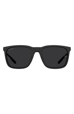 Under Armour UAReliance 56mm Polarized Square Sunglasses in Matte Black /Gray at Nordstrom