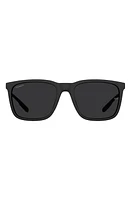 Under Armour UAReliance 56mm Polarized Square Sunglasses in Matte Black /Gray at Nordstrom