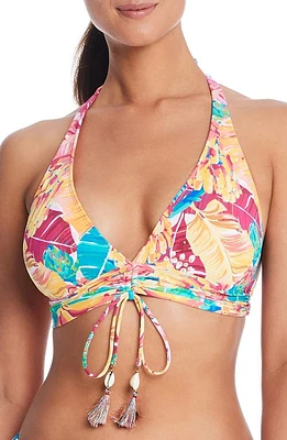 Rod Beattie Foliage Print Bikini Top Pink Multi at Nordstrom,