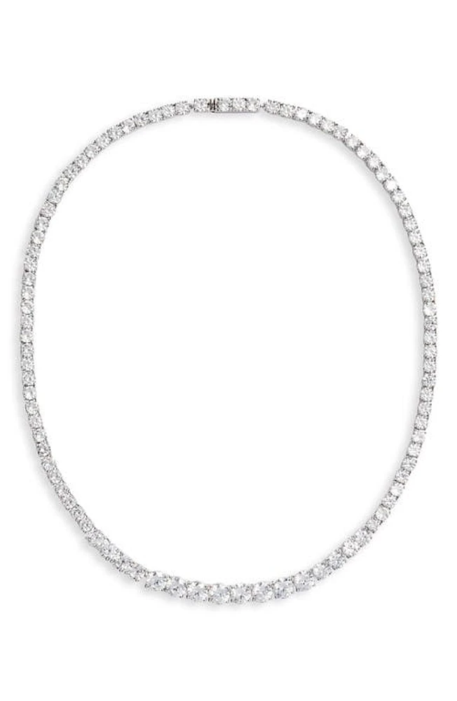 Nordstrom Graduated Cubic Zirconia Collar Necklace in Clear- Silver at Nordstrom