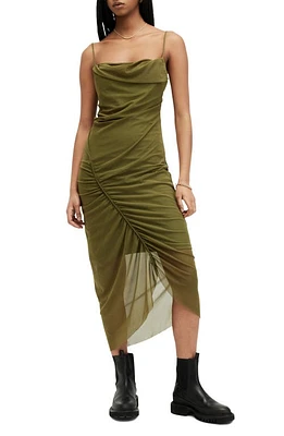 AllSaints Ulla Mesh Slipdress in Olive Green at Nordstrom, Size 0 Us