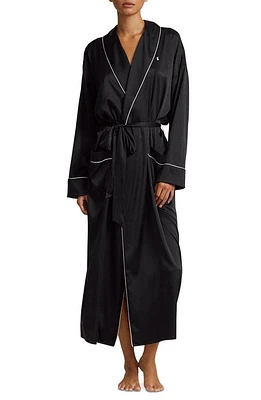 Polo Ralph Lauren Stretch Silk Robe Onyx at Nordstrom,