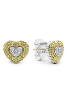 LAGOS Caviar Luxe Diamond Heart Stud Earrings in Gold at Nordstrom