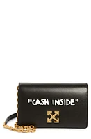 Off-White Jitney 0.5 Quote Leather Shoulder Bag in Black White at Nordstrom