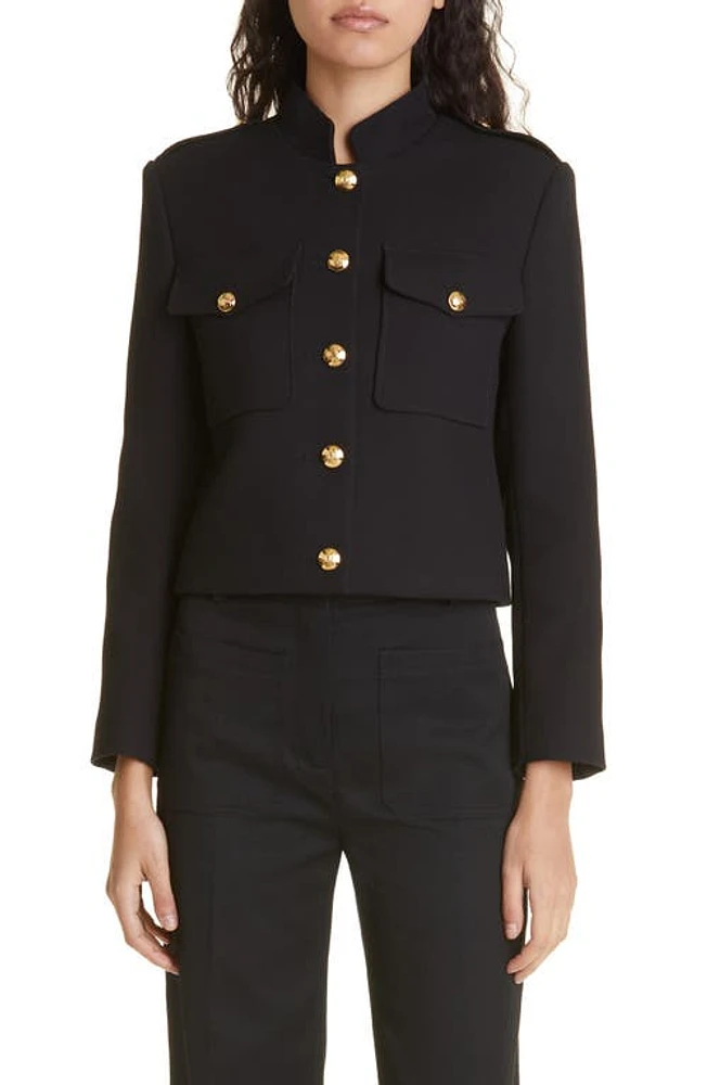 Nili Lotan Berenice Crop Cotton Jacket Black at Nordstrom,