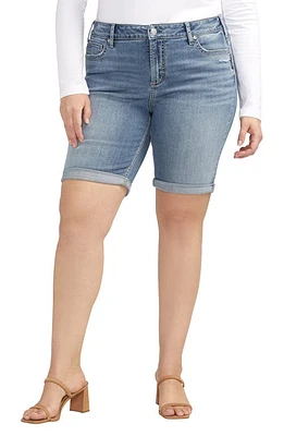 Silver Jeans Co. Elyse Mid Rise Denim Bermuda Shorts Indigo at Nordstrom,