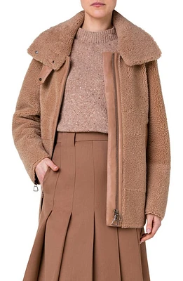 Akris Reversible Lambskin & Genuine Shearling Coat in 043 Camel at Nordstrom, Size 8