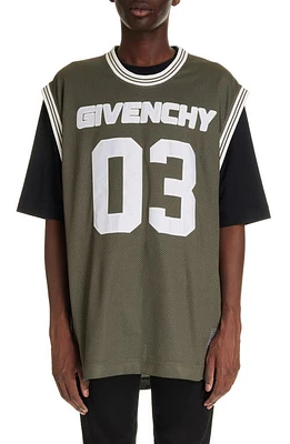 Givenchy Casual Fit Double Layer T-Shirt Black/Khaki at Nordstrom,