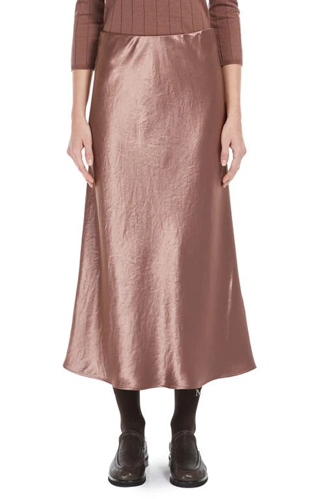 Max Mara Alessio Satin Midi Skirt Chocolate at Nordstrom,