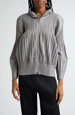 Pleats Please Issey Miyake Pleated Zip Front Hoodie at Nordstrom,