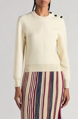 Bottega Veneta Shoulder Detail Lightweight Wool Crewneck Sweater Dove at Nordstrom,