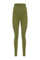 Nocturne Ribbed High-Waisted Leggings in Khaki at Nordstrom, Size Medium