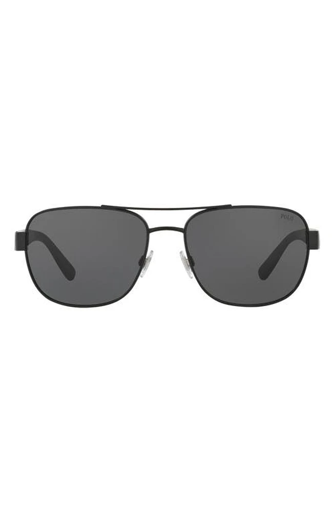 Polo Ralph Lauren 60mm Aviator Sunglasses in Matte Black at Nordstrom