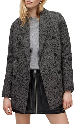 AllSaints Astrid Double Breasted Blazer Black/White at Nordstrom, Us