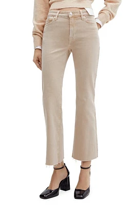 MANGO Crop Flare Jeans Sand at Nordstrom,