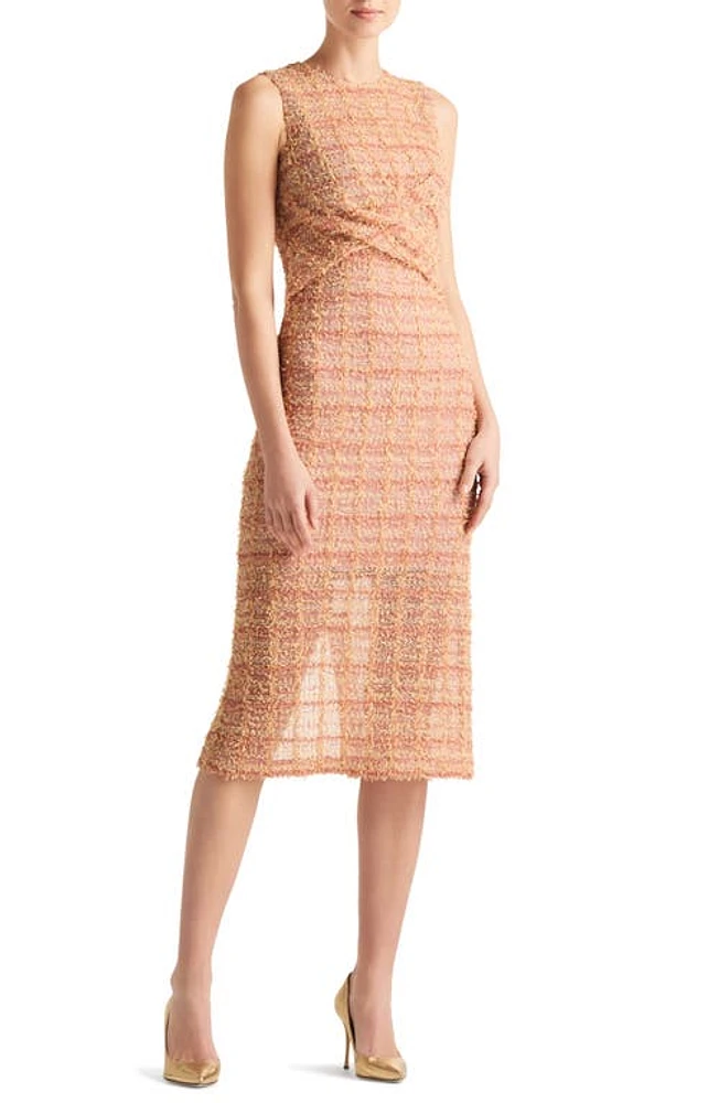 St. John Evening Metallic Textured Wrap Bodice Dress Mauve Multi at Nordstrom,