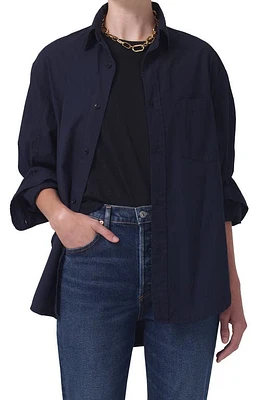 Citizens of Humanity Kayla Oversize Button-Up Shirt Navy at Nordstrom,