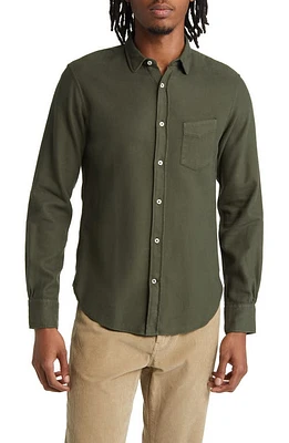 Officine Générale Lipp Pigment Dyed Button-Up Shirt in Forest Night at Nordstrom, Size Small