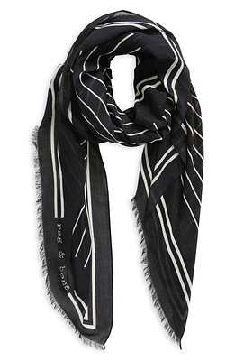 rag & bone Harlow Stripe Square Scarf in Black White at Nordstrom