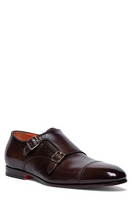 Santoni Daemons Double Monk Strap Shoe Dark Brown at Nordstrom,