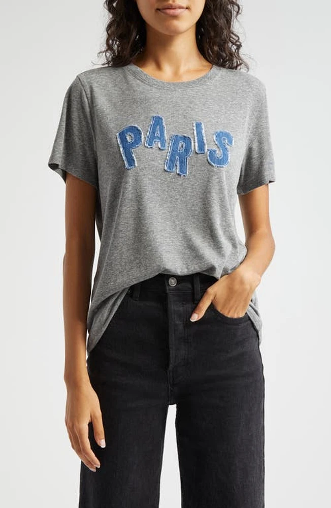 Cinq à Sept Paris Appliqué Heathered T-Shirt Heather Grey at Nordstrom,