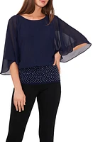 Chaus Flutter Sleeve Blouson Top Navy 418 at Nordstrom,