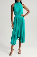 halogen(r) Pleated Sharkbite Hem Midi Dress at Nordstrom,