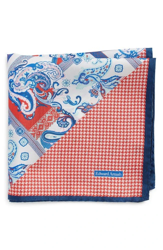 EDWARD ARMAH Patchwork Silk Pocket Square in Red at Nordstrom