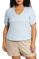 Wit & Wisdom Ruched Sleeve Top Htsw-Heather Skyway at Nordstrom,