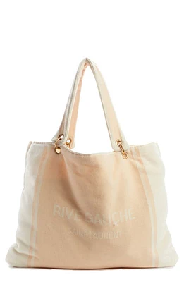 Saint Laurent Rive Gauche Noe Terrycloth Towel Tote in Rosa/Bianca/Bianca at Nordstrom